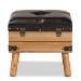 Baxton Studio Amena Rustic Transitional Dark Brown PU Leather Upholstered and Oak Finished Wood Small Storage Ottoman - DE03A-5282-Brown-Otto-Small