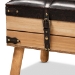 Baxton Studio Amena Rustic Transitional Dark Brown PU Leather Upholstered and Oak Finished Wood Small Storage Ottoman - DE03A-5282-Brown-Otto-Small