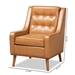 Baxton Studio Daley Modern and Contemporary Tan Faux Leather Upholstered and Walnut Brown Finished Wood Lounge Armchair - BBT8056-Tan PU/Walnut-CC