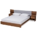 Baxton Studio Sami Modern and Contemporary Light Grey Fabric Upholstered and Walnut Brown Finished Wood Queen Size Platform Storage Bed with Built-In Nightstands - MG-0052-Light Grey/Ash Walnut-Queen