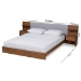 Baxton Studio Sami Modern and Contemporary Light Grey Fabric Upholstered and Walnut Brown Finished Wood Queen Size Platform Storage Bed with Built-In Nightstands - MG-0052-Light Grey/Ash Walnut-Queen