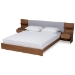 Baxton Studio Sami Modern and Contemporary Light Grey Fabric Upholstered and Walnut Brown Finished Wood Queen Size Platform Storage Bed with Built-In Nightstands - MG-0052-Light Grey/Ash Walnut-Queen