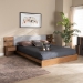 Baxton Studio Sami Modern and Contemporary Light Grey Fabric Upholstered and Walnut Brown Finished Wood Queen Size Platform Storage Bed with Built-In Nightstands - MG-0052-Light Grey/Ash Walnut-Queen