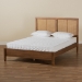 Baxton Studio Redmond Mid-Century Modern Walnut Brown Finished Wood and Synthetic Rattan Queen Size Platform Bed - MG-0021-4-Walnut-Queen