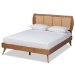Baxton Studio Asami Mid-Century Modern Walnut Brown Finished Wood and Synthetic Rattan Full Size Platform Bed - Asami-Ash Walnut Rattan-Full