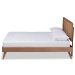 Baxton Studio Asami Mid-Century Modern Walnut Brown Finished Wood and Synthetic Rattan Full Size Platform Bed - Asami-Ash Walnut Rattan-Full