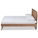 Baxton Studio Asami Mid-Century Modern Walnut Brown Finished Wood and Synthetic Rattan Queen Size Platform Bed - Asami-Ash Walnut Rattan-Queen