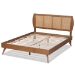 Baxton Studio Asami Mid-Century Modern Walnut Brown Finished Wood and Synthetic Rattan Full Size Platform Bed - Asami-Ash Walnut Rattan-Full