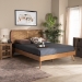 Baxton Studio Asami Mid-Century Modern Walnut Brown Finished Wood and Synthetic Rattan Full Size Platform Bed - Asami-Ash Walnut Rattan-Full
