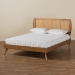 Baxton Studio Asami Mid-Century Modern Walnut Brown Finished Wood and Synthetic Rattan Full Size Platform Bed - Asami-Ash Walnut Rattan-Full