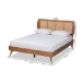 Baxton Studio Asami Mid-Century Modern Walnut Brown Finished Wood and Synthetic Rattan Full Size Platform Bed - Asami-Ash Walnut Rattan-Full