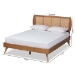 Baxton Studio Asami Mid-Century Modern Walnut Brown Finished Wood and Synthetic Rattan Full Size Platform Bed - Asami-Ash Walnut Rattan-Full