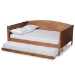 Baxton Studio Veles Mid-Century Modern Ash Walnut Finished Wood Full Size Daybed with Trundle - MG0016-Ash Walnut-Full Daybed with Trundle