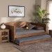 Baxton Studio Veles Mid-Century Modern Ash Walnut Finished Wood Full Size Daybed with Trundle - MG0016-Ash Walnut-Full Daybed with Trundle