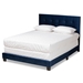Baxton Studio Caprice Modern and Contemporary Glam Navy Blue Velvet Fabric Upholstered Queen Size Panel Bed - CF9210B-Navy Blue Velvet-Queen
