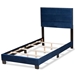 Baxton Studio Tamira Modern and Contemporary Glam Navy Blue Velvet Fabric Upholstered Twin Size Panel Bed - CF9210E-Navy Blue Velvet-Twin