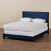 Baxton Studio Tamira Modern and Contemporary Glam Navy Blue Velvet Fabric Upholstered Queen Size Panel Bed - CF9210E-Navy Blue Velvet-Queen