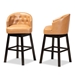 Baxton Studio Theron Modern and Contemporary Transitional Tan Faux Leather Upholstered and Dark Brown Finished Wood 2-Piece Swivel Bar Stool Set - BBT5210B-Tan/Wenge-BS