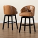 Baxton Studio Theron Modern and Contemporary Transitional Tan Faux Leather Upholstered and Dark Brown Finished Wood 2-Piece Swivel Bar Stool Set - BBT5210B-Tan/Wenge-BS