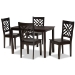 Baxton Studio Ani Modern and Contemporary Dark Brown Finished Wood 5-Piece Dining Set - Ani-Dark Brown-5PC Dining Set