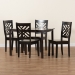 Baxton Studio Ani Modern and Contemporary Dark Brown Finished Wood 5-Piece Dining Set - Ani-Dark Brown-5PC Dining Set