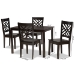 Baxton Studio Ani Modern and Contemporary Dark Brown Finished Wood 5-Piece Dining Set - Ani-Dark Brown-5PC Dining Set