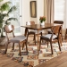 Baxton Studio Katya Mid-Century Modern Grey Fabric Upholstered and Walnut Brown Finished Wood 5-Piece Dining Set - RH378C-Grey/Walnut-5PC Dining Set