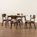 Baxton Studio Katya Mid-Century Modern Grey Fabric Upholstered and Walnut Brown Finished Wood 5-Piece Dining Set - RH378C-Grey/Walnut-5PC Dining Set