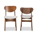 Baxton Studio Katya Mid-Century Modern Grey Fabric Upholstered and Walnut Brown Finished Wood 2-Piece Dining Chair Set - RH378C-Grey/Walnut Bent Seat-DC-2PK