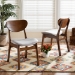 Baxton Studio Katya Mid-Century Modern Grey Fabric Upholstered and Walnut Brown Finished Wood 2-Piece Dining Chair Set - RH378C-Grey/Walnut Bent Seat-DC-2PK