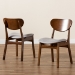Baxton Studio Katya Mid-Century Modern Grey Fabric Upholstered and Walnut Brown Finished Wood 2-Piece Dining Chair Set - RH378C-Grey/Walnut Bent Seat-DC-2PK