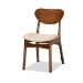 Baxton Studio Katya Mid-Century Modern Sand Fabric Upholstered and Walnut Brown Finished Wood 5-Piece Dining Set - RH378C-Sand/Walnut-5PC Dining Set
