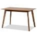 Baxton Studio Katya Mid-Century Modern Sand Fabric Upholstered and Walnut Brown Finished Wood 5-Piece Dining Set - RH378C-Sand/Walnut-5PC Dining Set