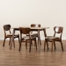 Baxton Studio Katya Mid-Century Modern Sand Fabric Upholstered and Walnut Brown Finished Wood 5-Piece Dining Set - RH378C-Sand/Walnut-5PC Dining Set
