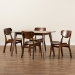 Baxton Studio Katya Mid-Century Modern Walnut Brown Finished Wood 5-Piece Dining Set - RH378C-Walnut-5PC Dining Set