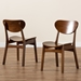 Baxton Studio Katya Mid-Century Modern Walnut Brown Finished Wood 2-Piece Dining Chair Set - RH378C-Walnut Bent Seat-DC-2PK