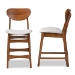 Baxton Studio Katya Mid-Century Modern Grey Fabric Upholstered and Walnut Brown Finished Wood 2-Piece Counter Stool Set - RH378P-Grey/Walnut Bent Seat-PC-2PK