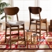 Baxton Studio Katya Mid-Century Modern Grey Fabric Upholstered and Walnut Brown Finished Wood 2-Piece Counter Stool Set - RH378P-Grey/Walnut Bent Seat-PC-2PK