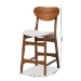 Baxton Studio Katya Mid-Century Modern Grey Fabric Upholstered and Walnut Brown Finished Wood 2-Piece Counter Stool Set - RH378P-Grey/Walnut Bent Seat-PC-2PK