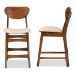 Baxton Studio Katya Mid-Century Modern Sand Fabric Upholstered and Walnut Brown Finished Wood 2-Piece Counter Stool Set - RH378P-Sand/Walnut Bent Seat-PC-2PK