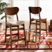 Baxton Studio Katya Mid-Century Modern Sand Fabric Upholstered and Walnut Brown Finished Wood 2-Piece Counter Stool Set - RH378P-Sand/Walnut Bent Seat-PC-2PK