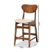 Baxton Studio Katya Mid-Century Modern Sand Fabric Upholstered and Walnut Brown Finished Wood 2-Piece Counter Stool Set - RH378P-Sand/Walnut Bent Seat-PC-2PK