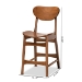 Baxton Studio Katya Mid-Century Modern Walnut Brown Finished Wood 2-Piece Counter Stool Set - RH378P-Walnut Bent Seat-PC-2PK