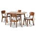 Baxton Studio Damara Mid-Century Modern Grey Fabric Upholstered and Walnut Brown Finished Wood 5-Piece Dining Set - RH367C-Grey/Walnut-5PC Dining Set