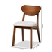 Baxton Studio Damara Mid-Century Modern Grey Fabric Upholstered and Walnut Brown Finished Wood 2-Piece Dining Chair Set - RH367C-Grey/Walnut Flat Seat-DC-2PK