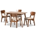 Baxton Studio Damara Mid-Century Modern Sand Fabric Upholstered and Walnut Brown Finished Wood 5-Piece Dining Set - RH367C-Sand/Walnut-5PC Dining Set