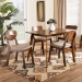Baxton Studio Damara Mid-Century Modern Sand Fabric Upholstered and Walnut Brown Finished Wood 5-Piece Dining Set - RH367C-Sand/Walnut-5PC Dining Set