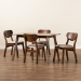 Baxton Studio Damara Mid-Century Modern Sand Fabric Upholstered and Walnut Brown Finished Wood 5-Piece Dining Set - RH367C-Sand/Walnut-5PC Dining Set