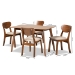 Baxton Studio Damara Mid-Century Modern Sand Fabric Upholstered and Walnut Brown Finished Wood 5-Piece Dining Set - RH367C-Sand/Walnut-5PC Dining Set