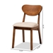 Baxton Studio Damara Mid-Century Modern Sand Fabric Upholstered and Walnut Brown Finished Wood 2-Piece Dining Chair Set - RH367C-Sand/Walnut Flat Seat-DC-2PK